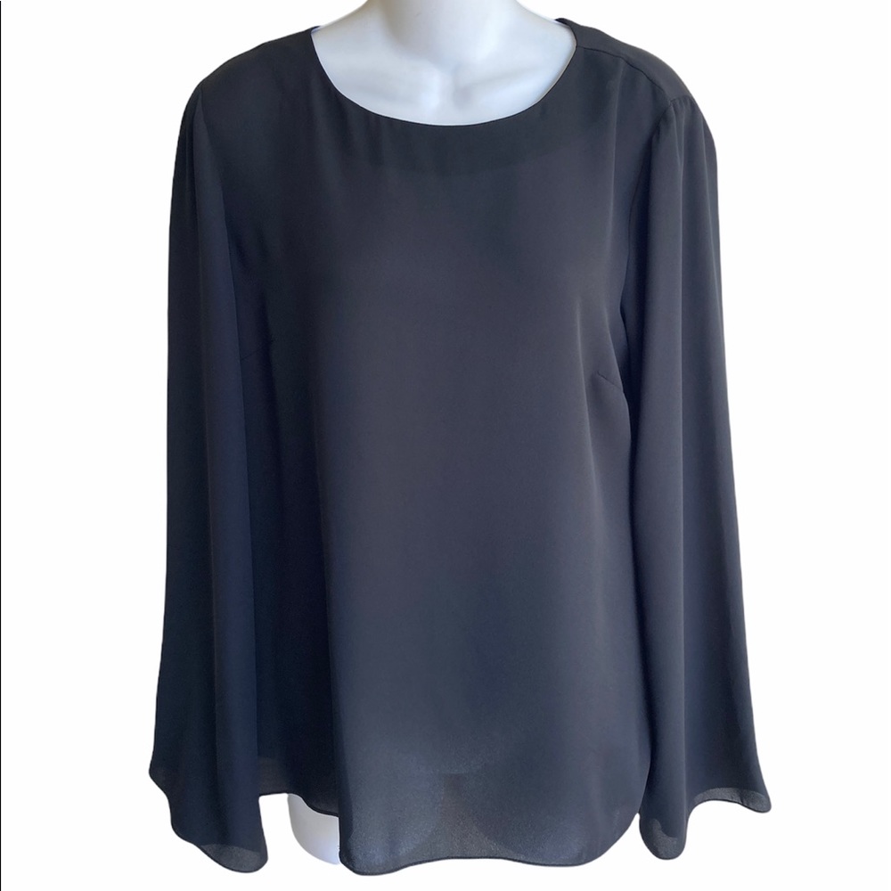 Preston & York Black Louise Blouse Long Bell Sleeve Small NWT